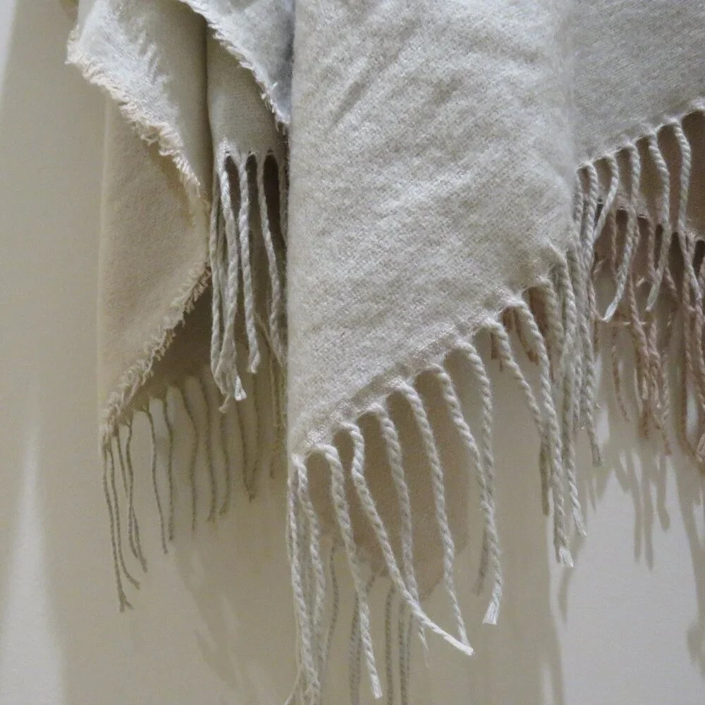 SOIA & KYO Yadira Pink Ivory Colorblock Fringed Wrap Scarf Shawl Neutral NWT
